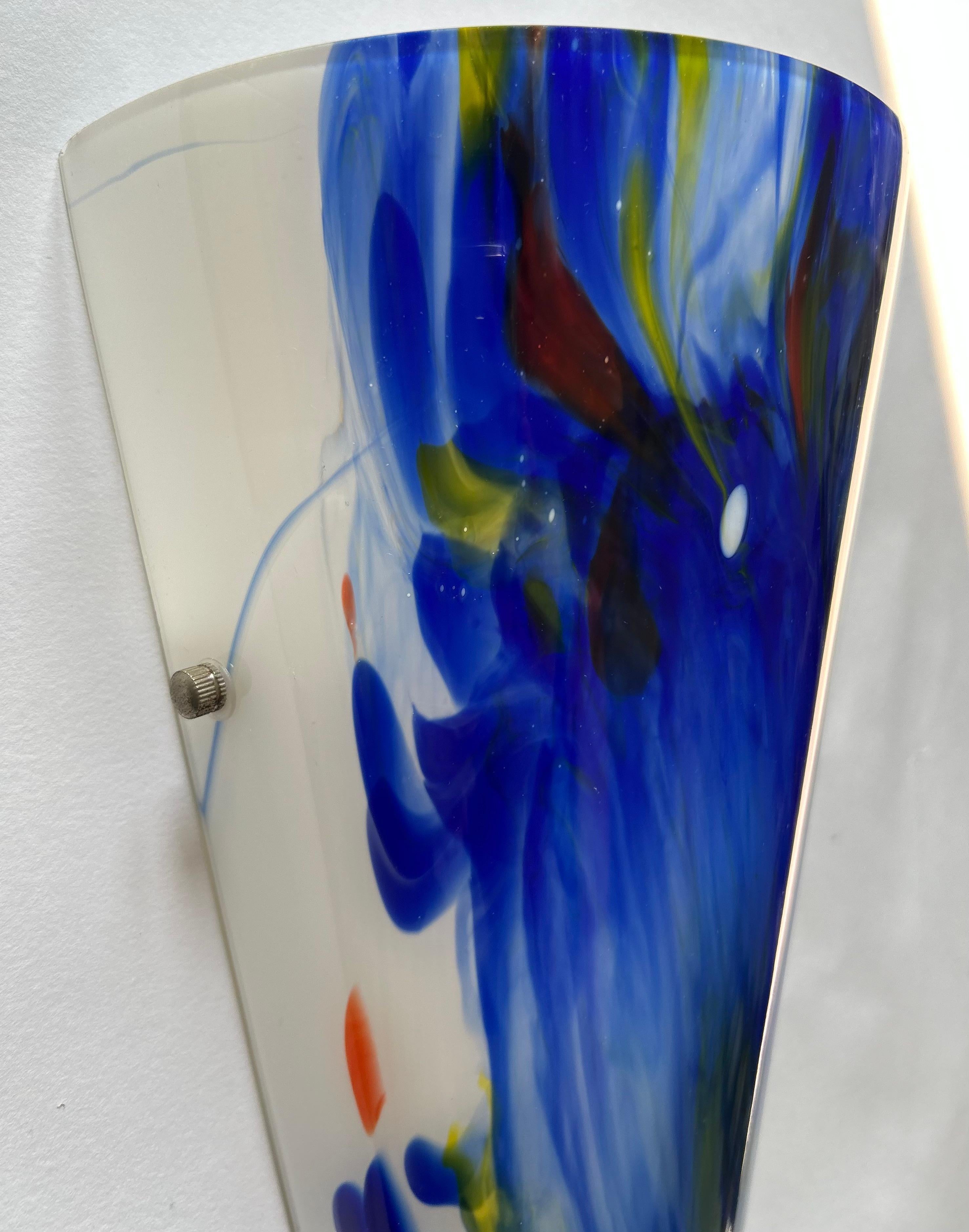 Metal Abstraction, Artistic Murano Glass Opalina Wall Sconce, 1980's For Sale