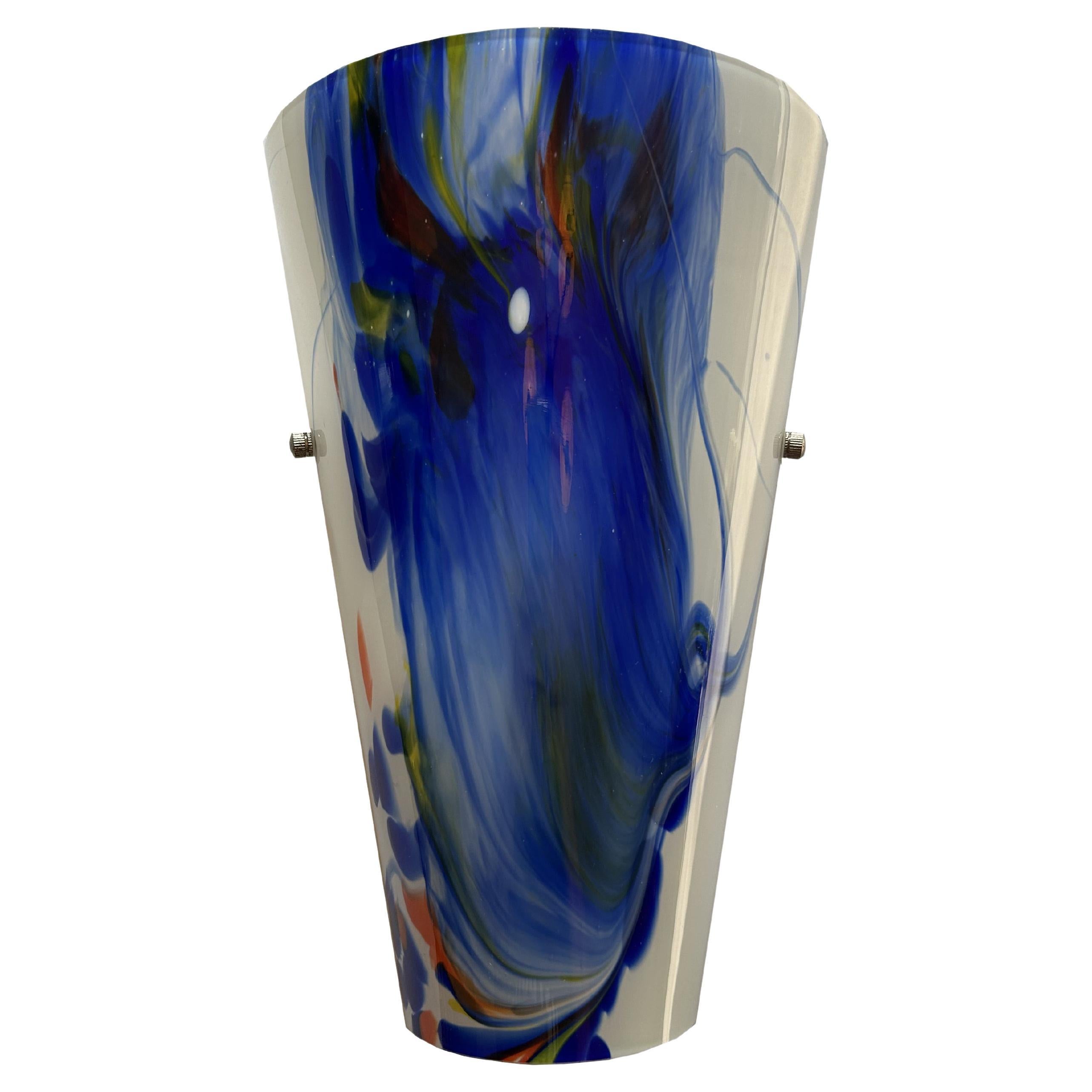 Abstraction, Artistic Murano Glass Opalina Wall Sconce, 1980's For Sale