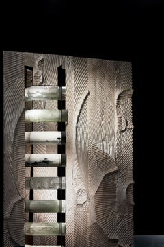 Abstraction de panneau de bois sculpté d'Etienne Moyat, France 2022