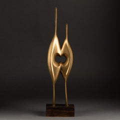 "Abstraction" : Polished bronze abstract sculpture C. 1970, France