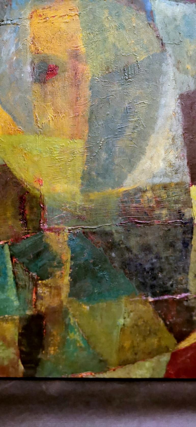 20th Century Abstractism Geometric Style Painting Oil on Canvas, France