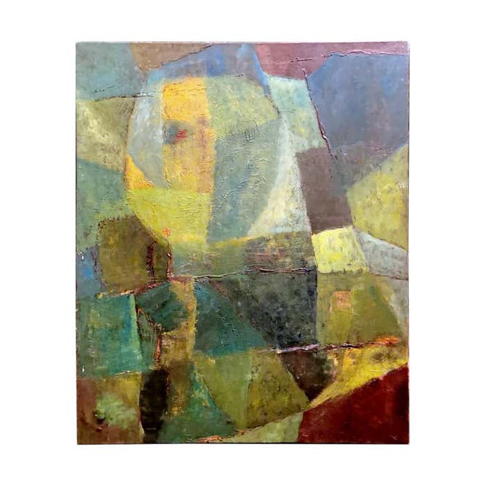 Abstractism Geometric Style Painting Oil on Canvas, France For Sale at ...