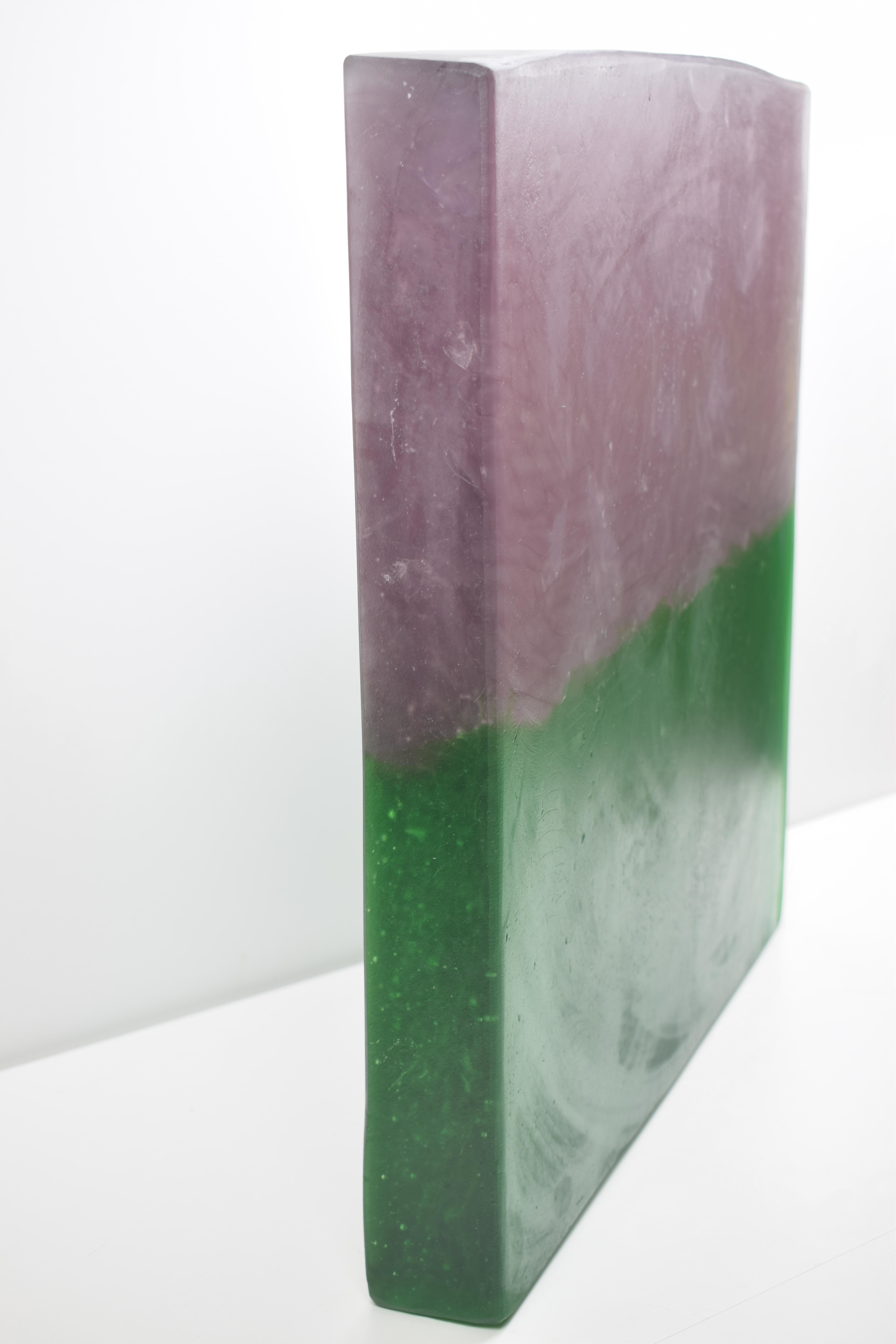 Contemporary Abstracts Sculptures Monolith Murano Glass, Rotko Green-Amethyst For Sale