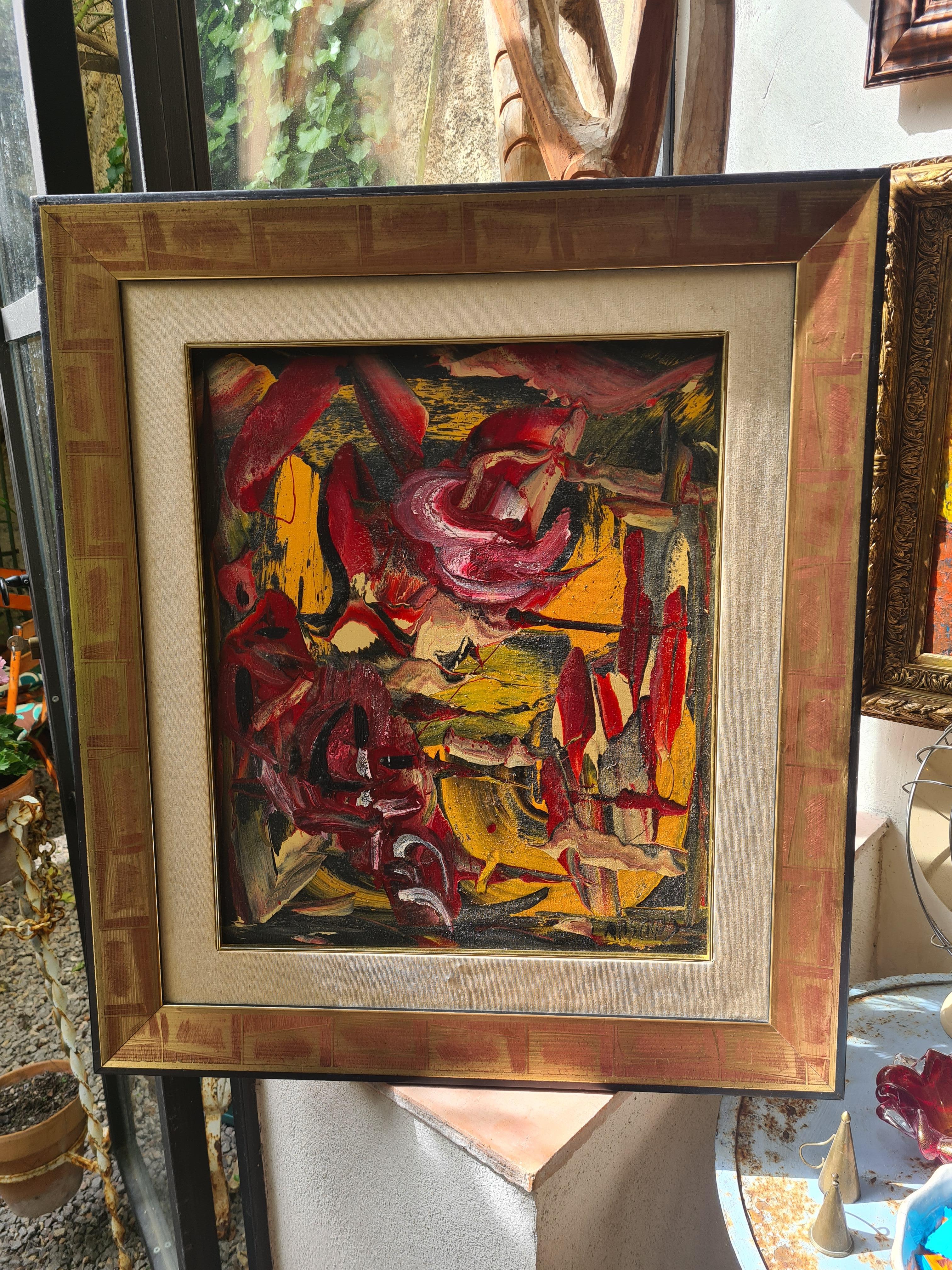 Französischer abstrakter Expressionist Öl auf Leinwand, Les Alliance au Crepuscule im Angebot 7