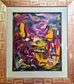 French Abstract Expressionist Oil on Canvas, Les Alliance au Crepuscule