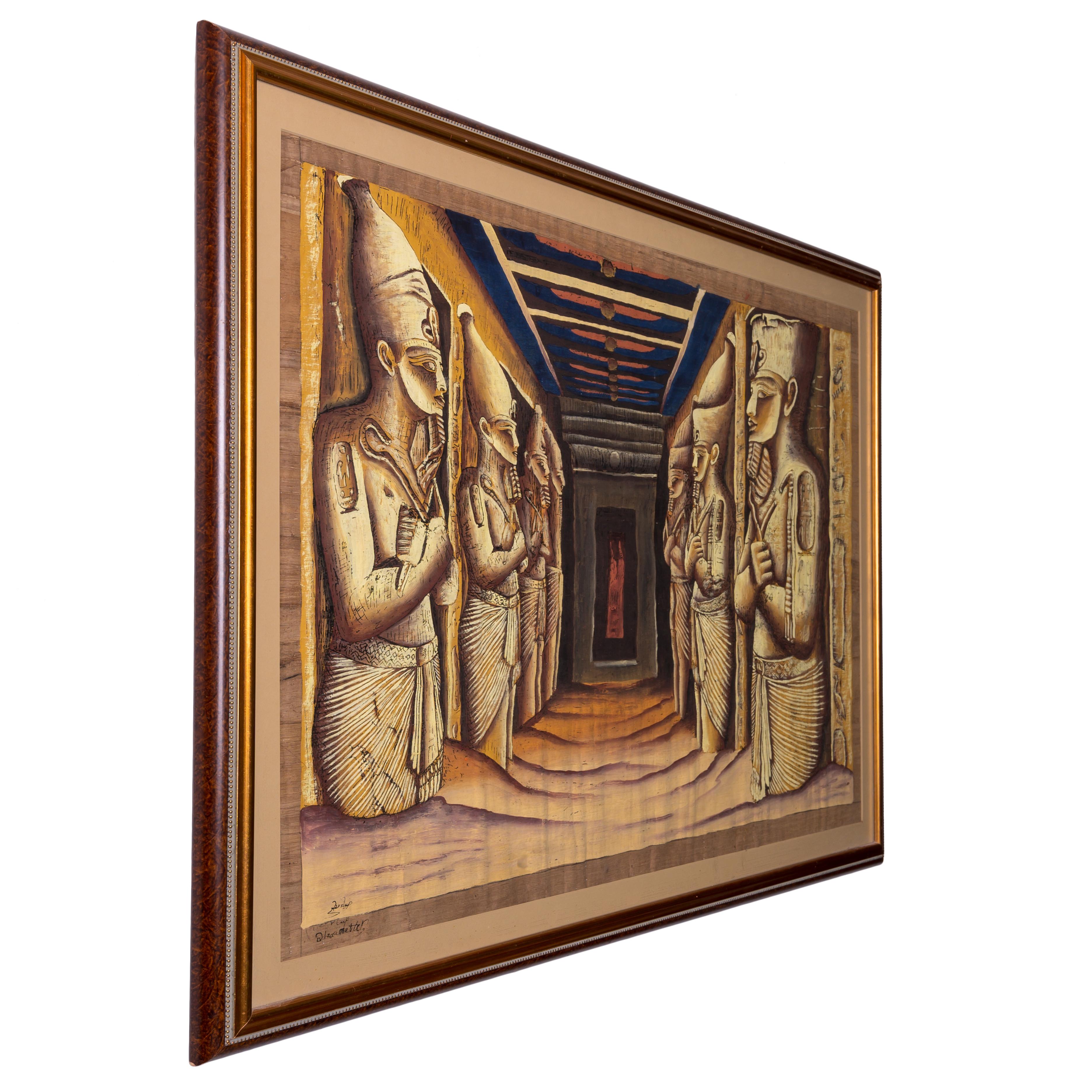 XX secolo Sala dell'ipostilo di Abu Simbel Pittura egizia su papiro in vendita