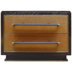 Abuelo Pedestal Nightstand in Oiled & Waxed Wenge with Leather and Brass Detail