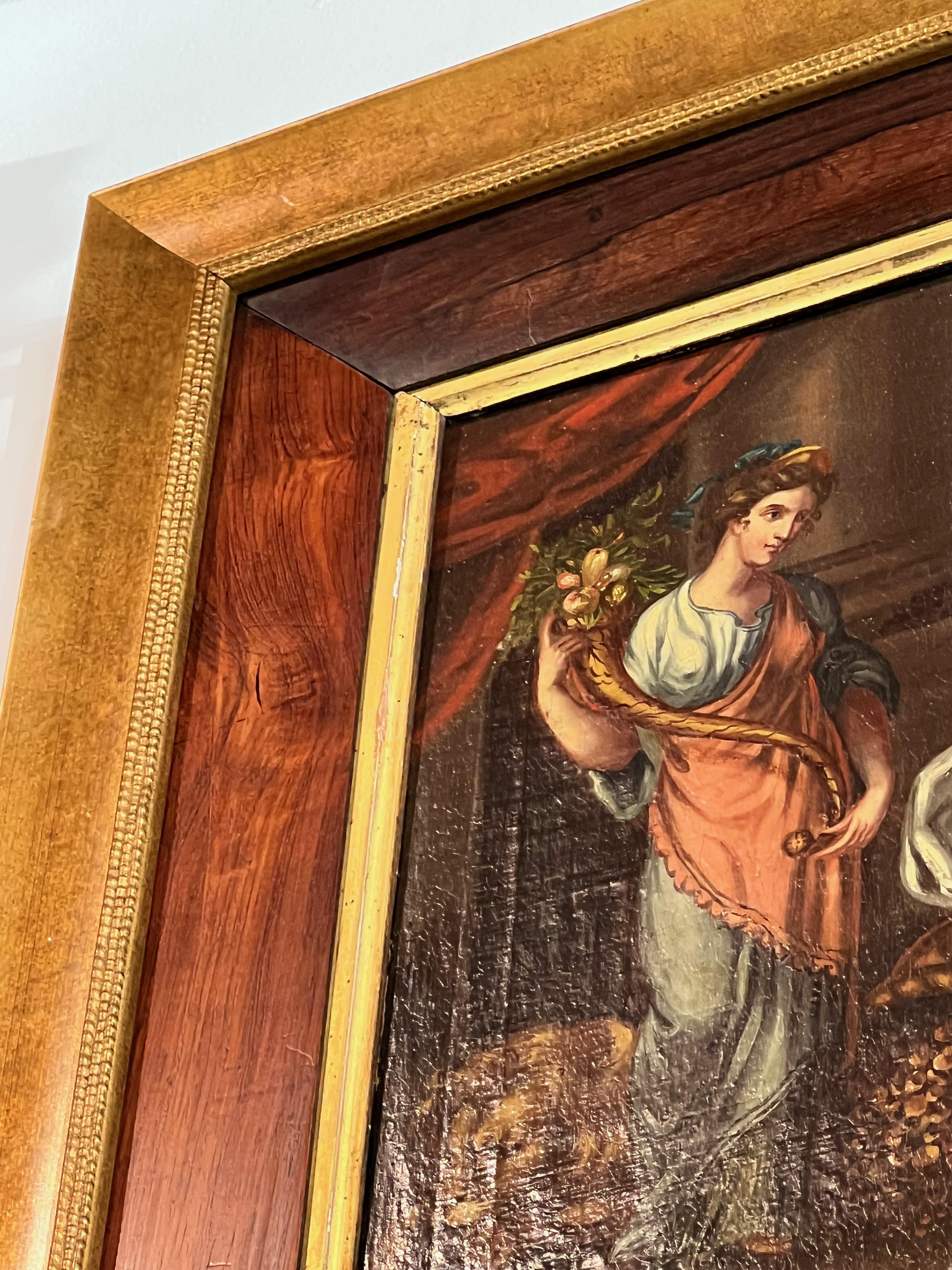 Italian “Abundantia”, Oil on Panel, Attributed to Angelica 'Maria Anna' Kauffman For Sale
