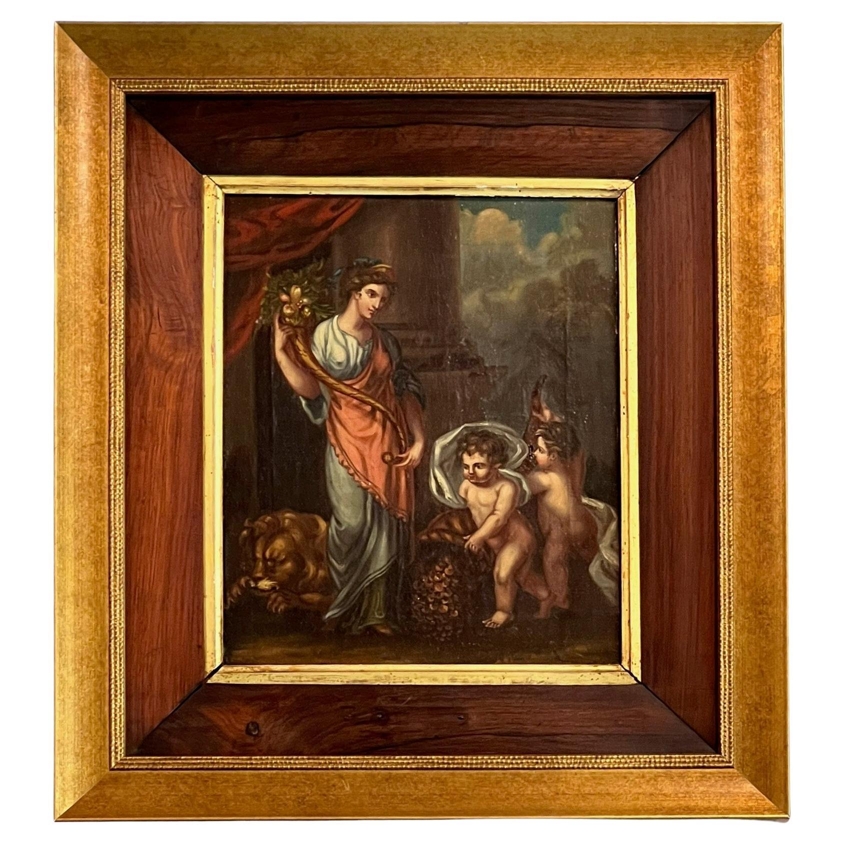 “Abundantia”, Oil on Panel, Attributed to Angelica 'Maria Anna' Kauffman For Sale
