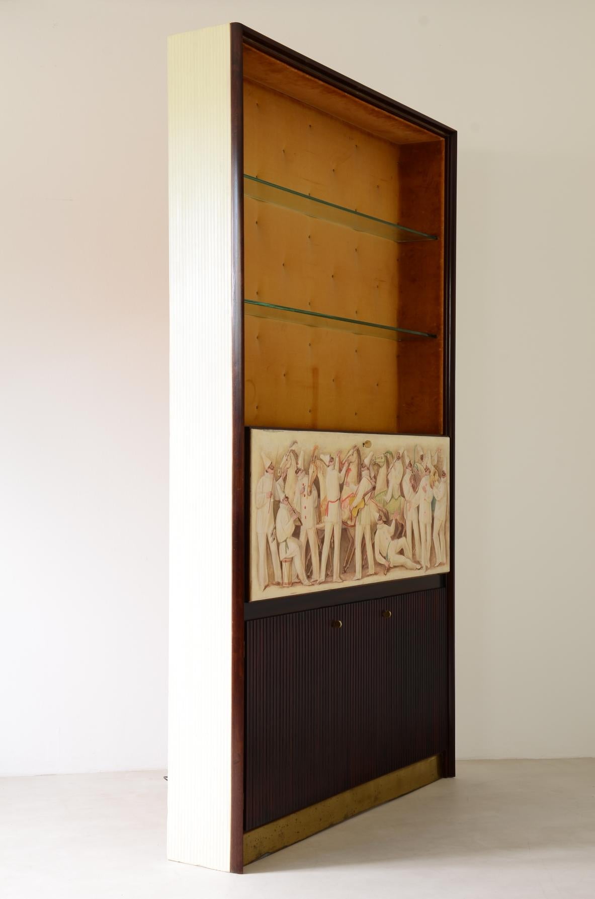 ABV Borsani  Grand meuble de rangement / bar / bibliothèque avec porte centrale peinte  en vente 2