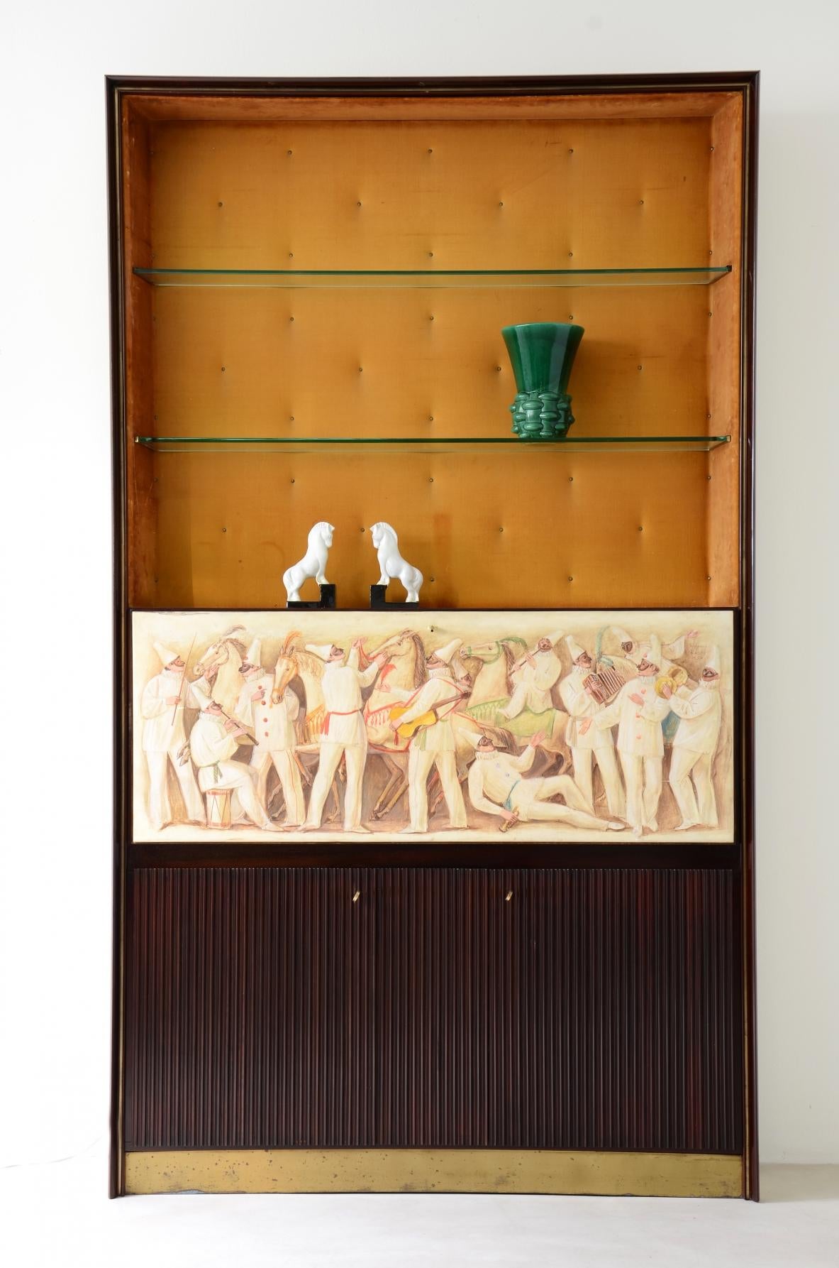ABV Borsani  Grand meuble de rangement / bar / bibliothèque avec porte centrale peinte  en vente 1