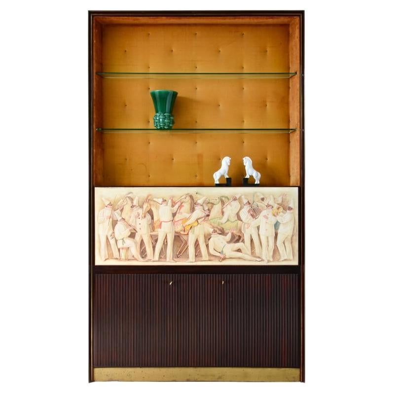 ABV Borsani  Large storage cabinet / bar / bookcase with painted central door  For Sale