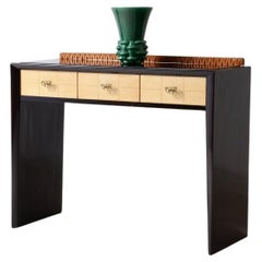 ABV Borsani Varedo Elegant stained oak console table with carved wood