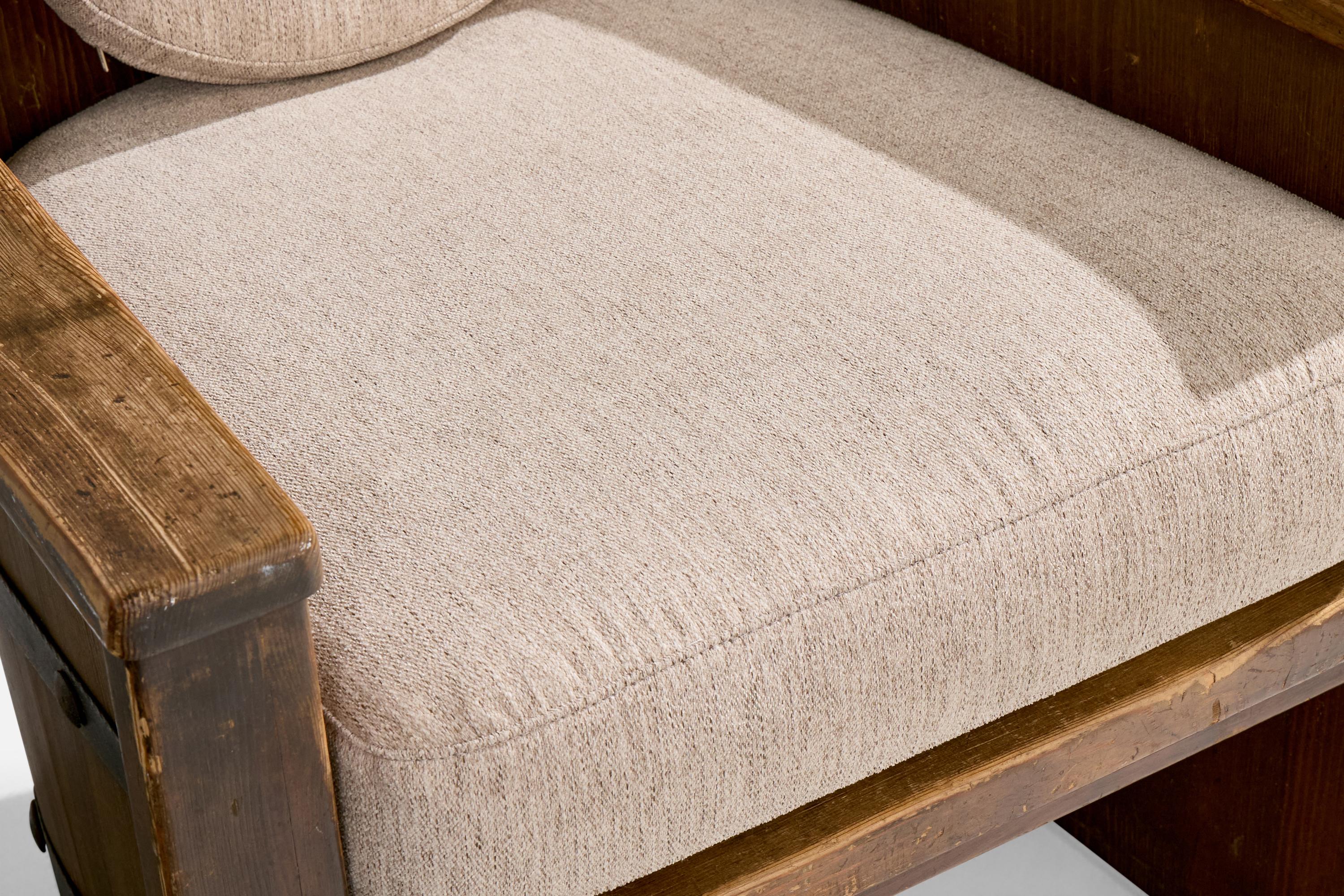Åby Möbelfabrik, Chaises longues, pin, fer, tissu, Suède, années 1930 en vente 5