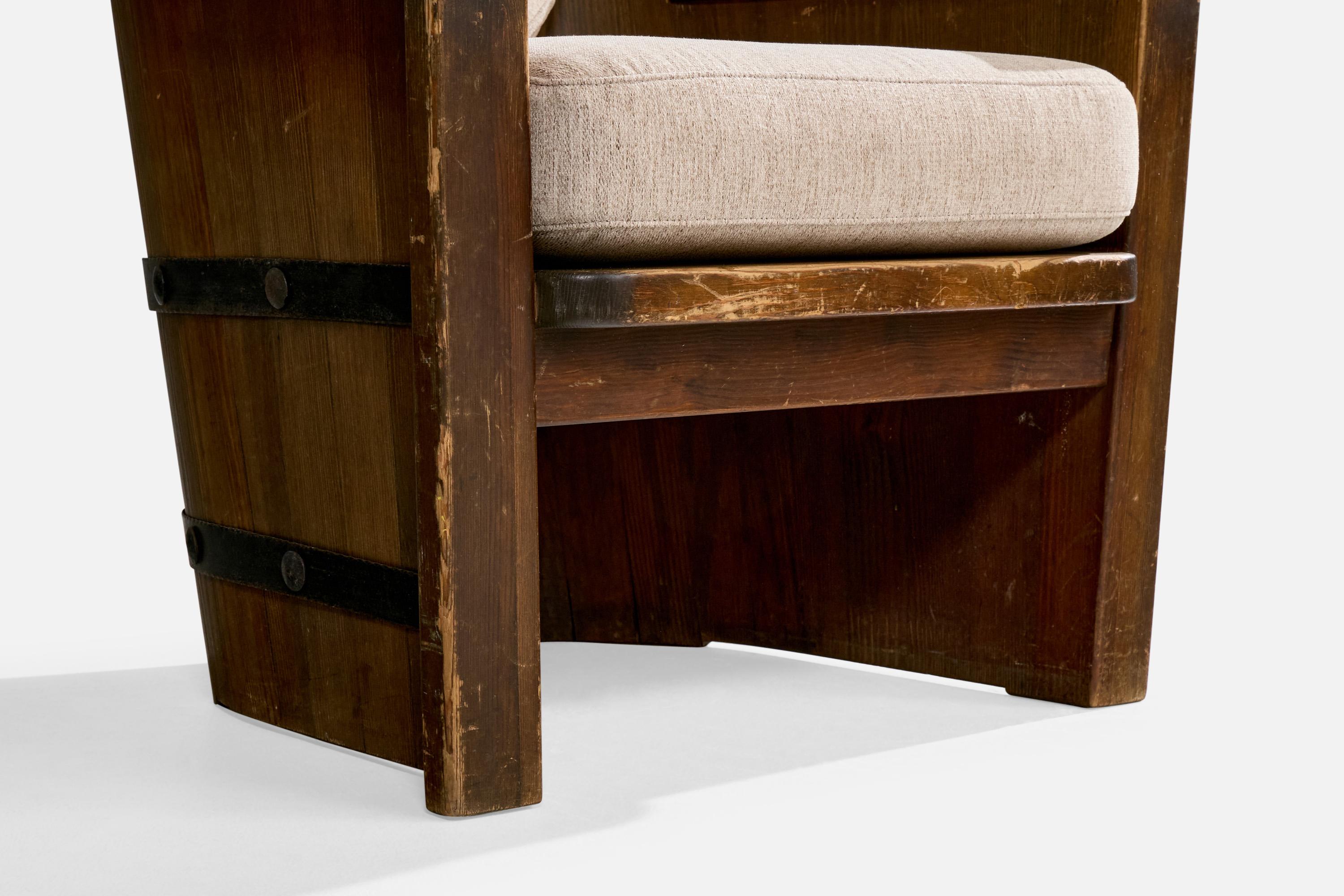 Åby Möbelfabrik, Chaises longues, pin, fer, tissu, Suède, années 1930 en vente 7