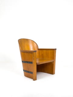 Åby Möbelfabrik Pine and Iron Armchair, Sweden, 1930s