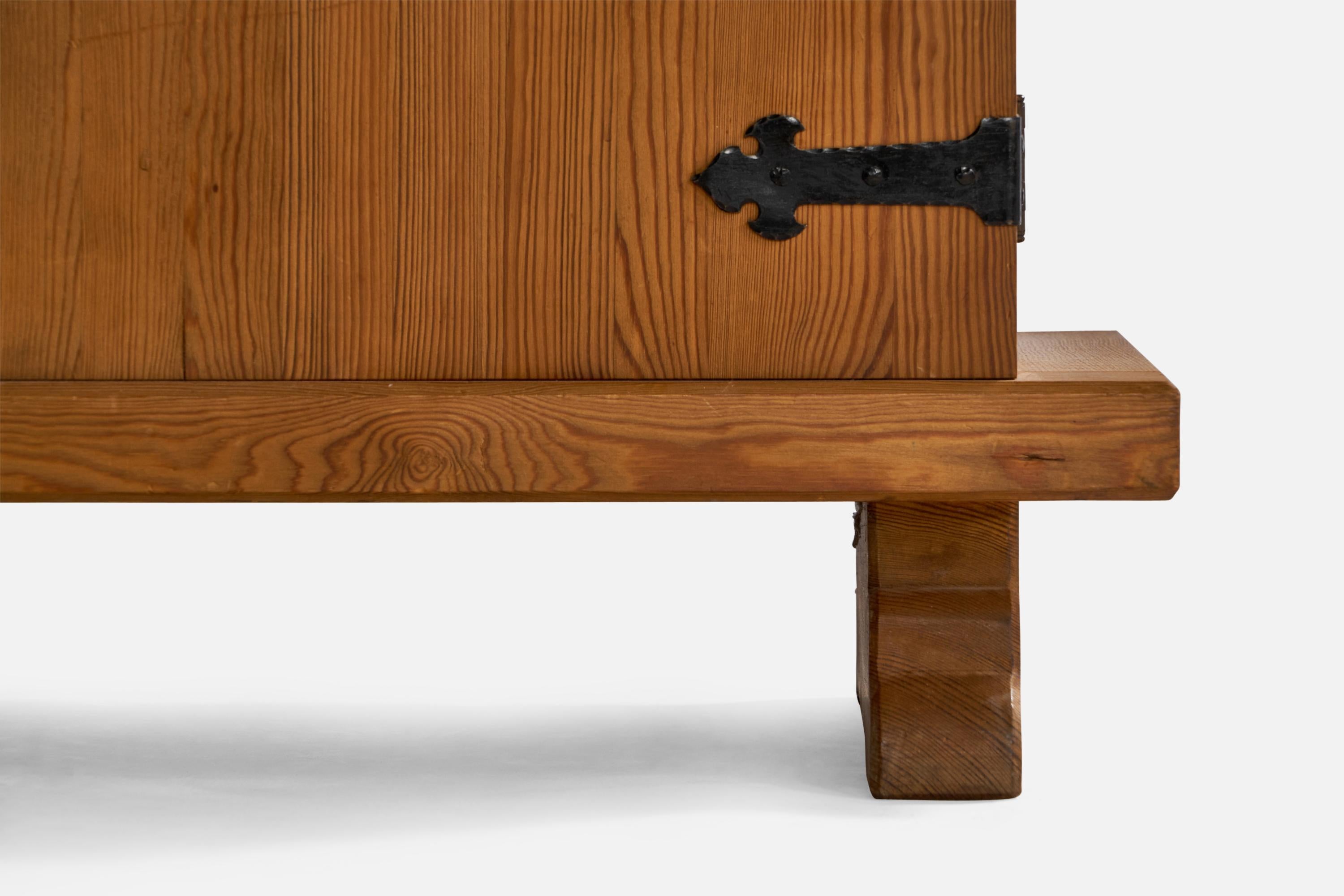 Åby Möbler, Cabinet, Pine, Iron, Sweden, 1940s In Good Condition In High Point, NC