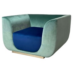 ABYSS Armchair in Mint and Ocean Blue Velvet