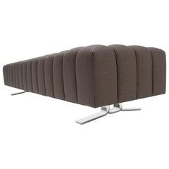 Abyss Bench Brown deep Tufted bench, chrome legs, custom, metal legs, buttons
