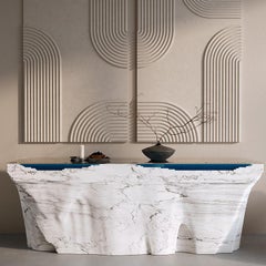 Abyss Console in White Carrara Marble and Glass by :DUFFY