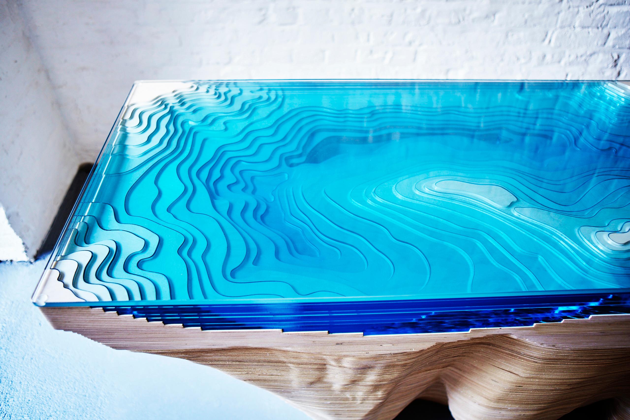 XXIe siècle et contemporain Table console Abyss du XXIe siècle en bouleau et verre en vente