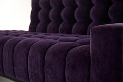 Abyss Mini Sofa Chaise Channeling Deep Tufted Metal Legs Velvet Purple Custom