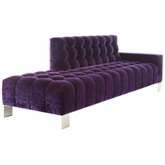 Abyss Mini Sofa Chaise Channeling Deep Tufted Metal Legs Velvet Purple Custom