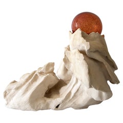 ABYSS No. 23 Sculptural Table Lamp in Stoneware and Hand-blown Glass