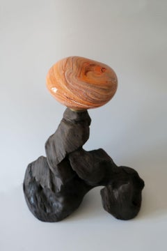 ABYSS No. 27 Sculptural Table Lamp in Stoneware and Hand-blown Glass