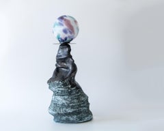ABYSS No. 3 Sculptural Table Lamp in Stoneware and Hand-blown Glass