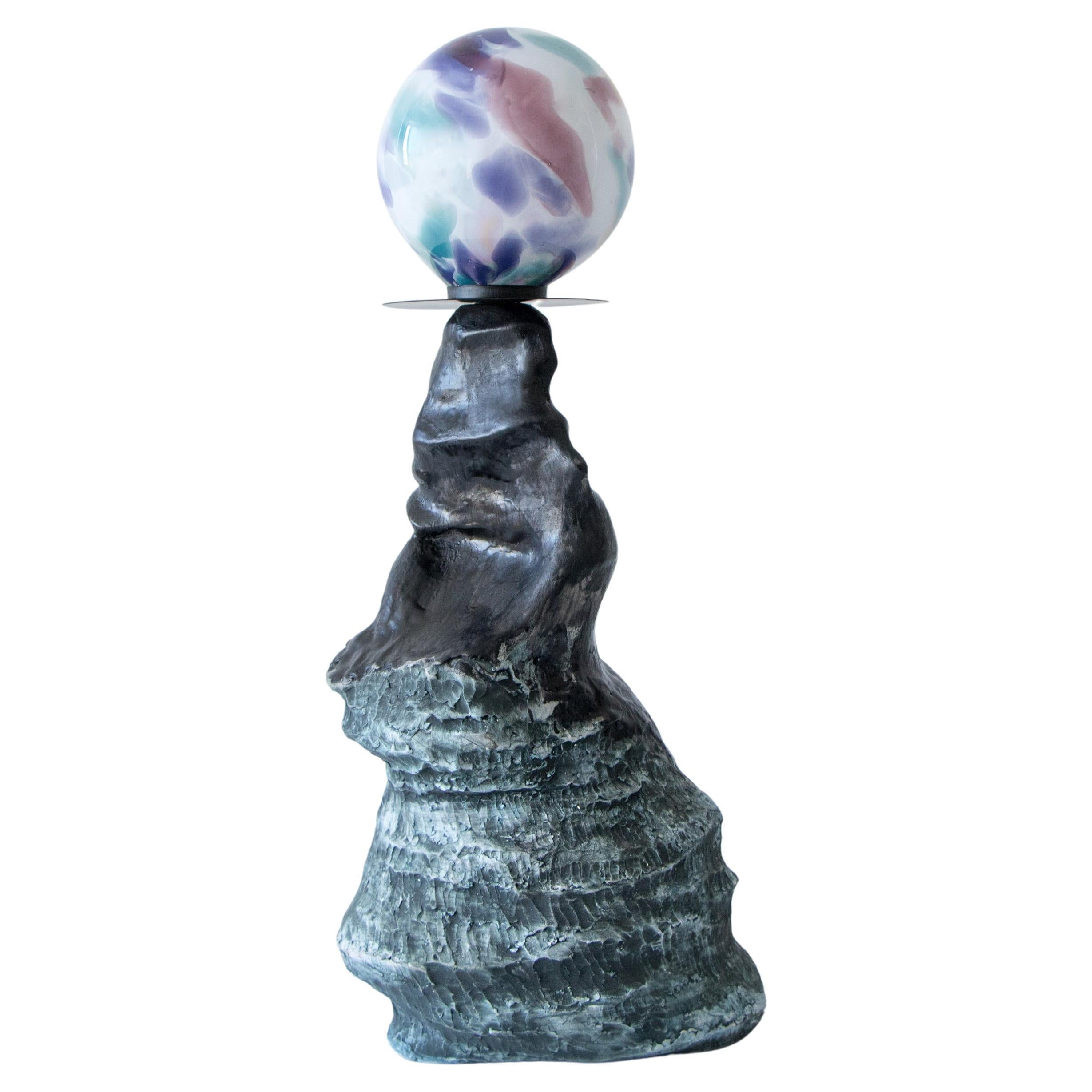 ABYSS No. 3 Sculptural Table Lamp in Stoneware and Hand-blown Glass