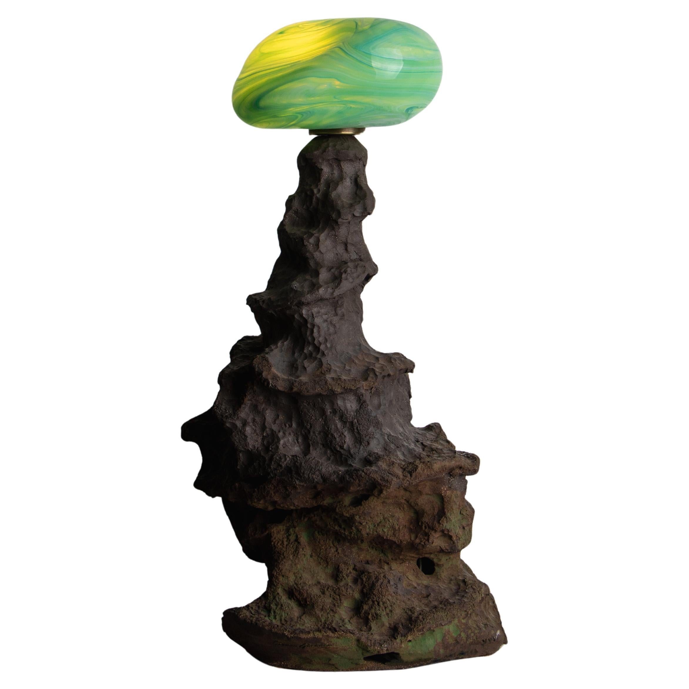 ABYSS No. 31 Sculptural Table Lamp in Stoneware and Hand-blown Glass