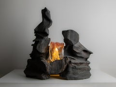 ABYSS No. 33 Sculptural Table Lamp in Stoneware and Hand-blown Glass