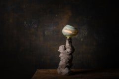 Lampada da tavolo scultorea ABYSS No. 6 in gres e vetro soffiato a mano