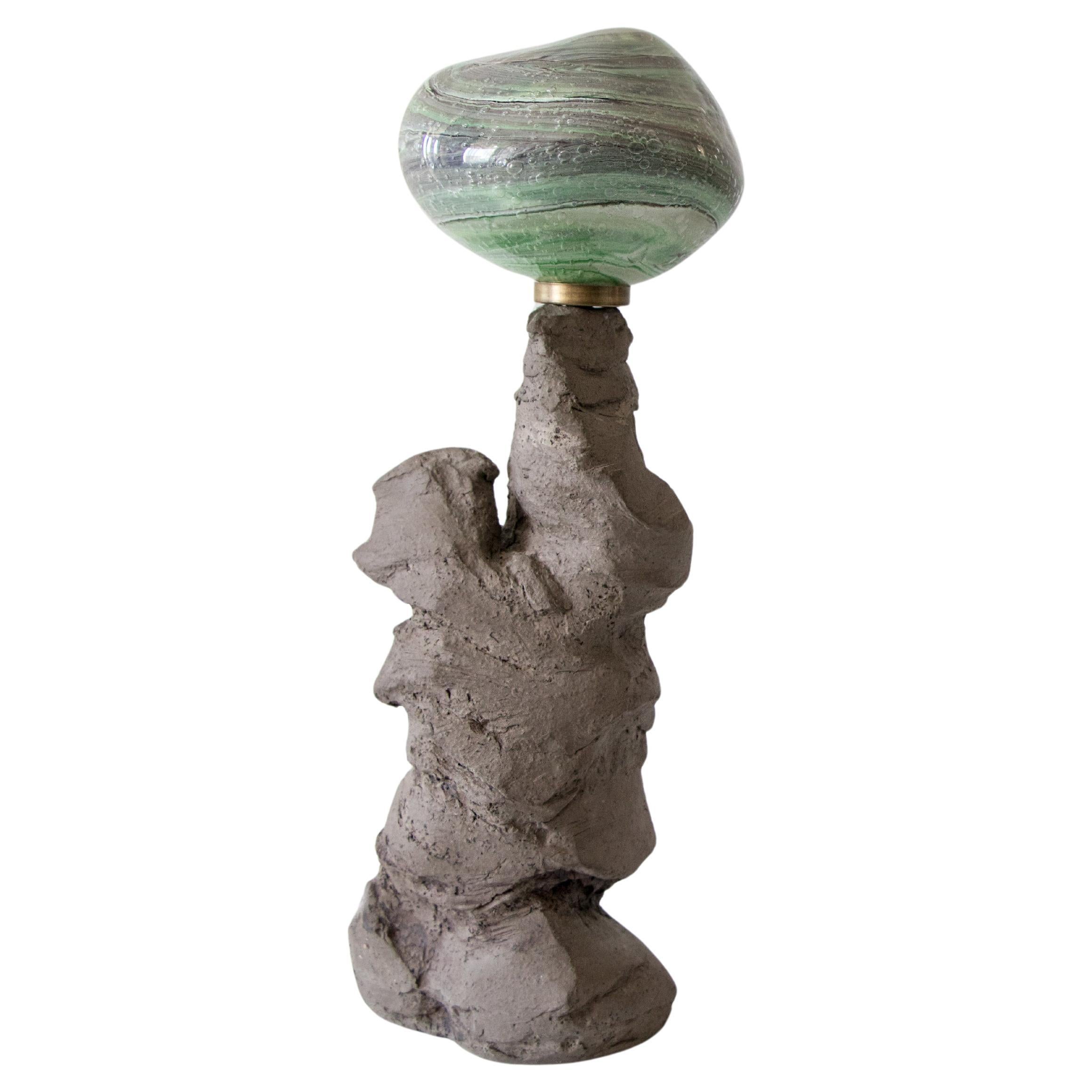 ABYSS No. 6 Sculptural Table Lamp in Stoneware and Hand-blown Glass For Sale