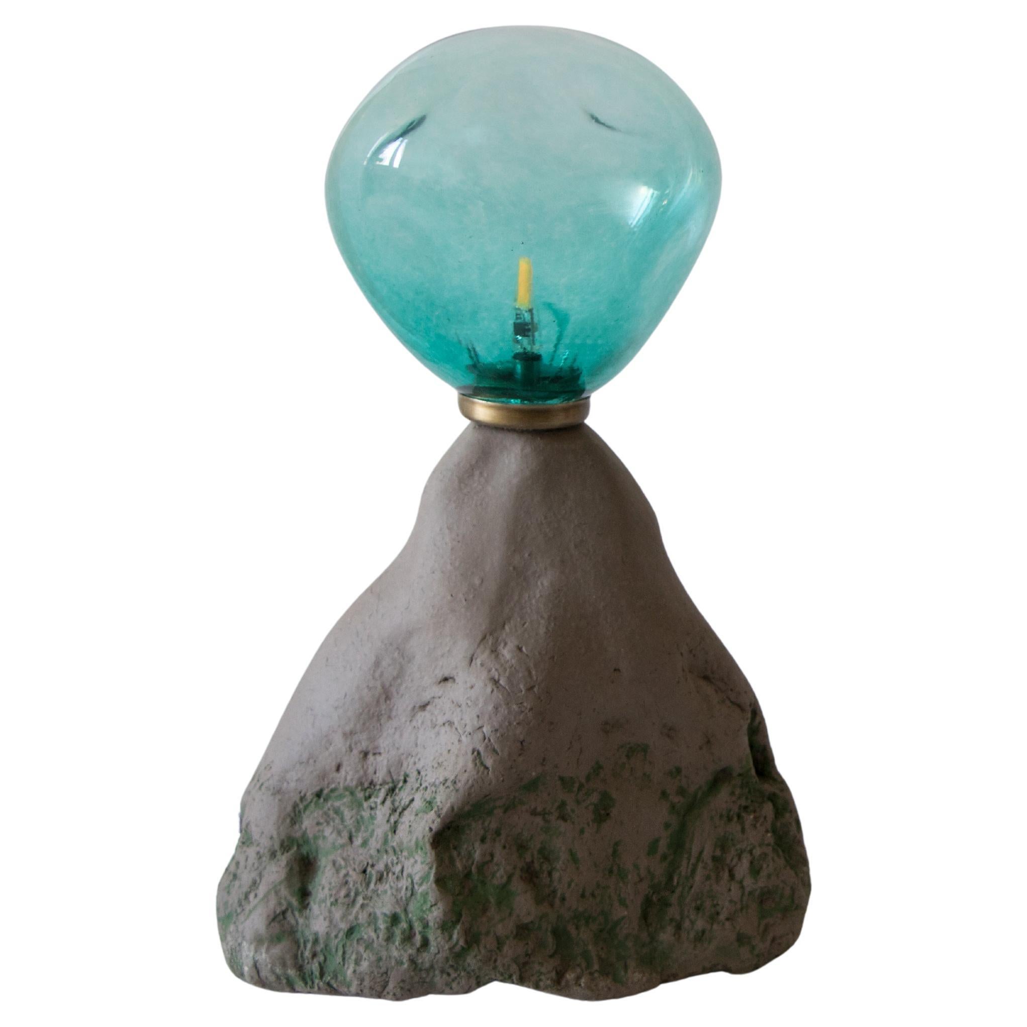 ABYSS No. 7 Sculptural Table Lamp in Stoneware and Hand-blown Glass