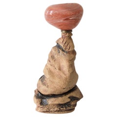 Lampada da tavolo scultorea ABYSS No. 8 in gres e vetro soffiato a mano