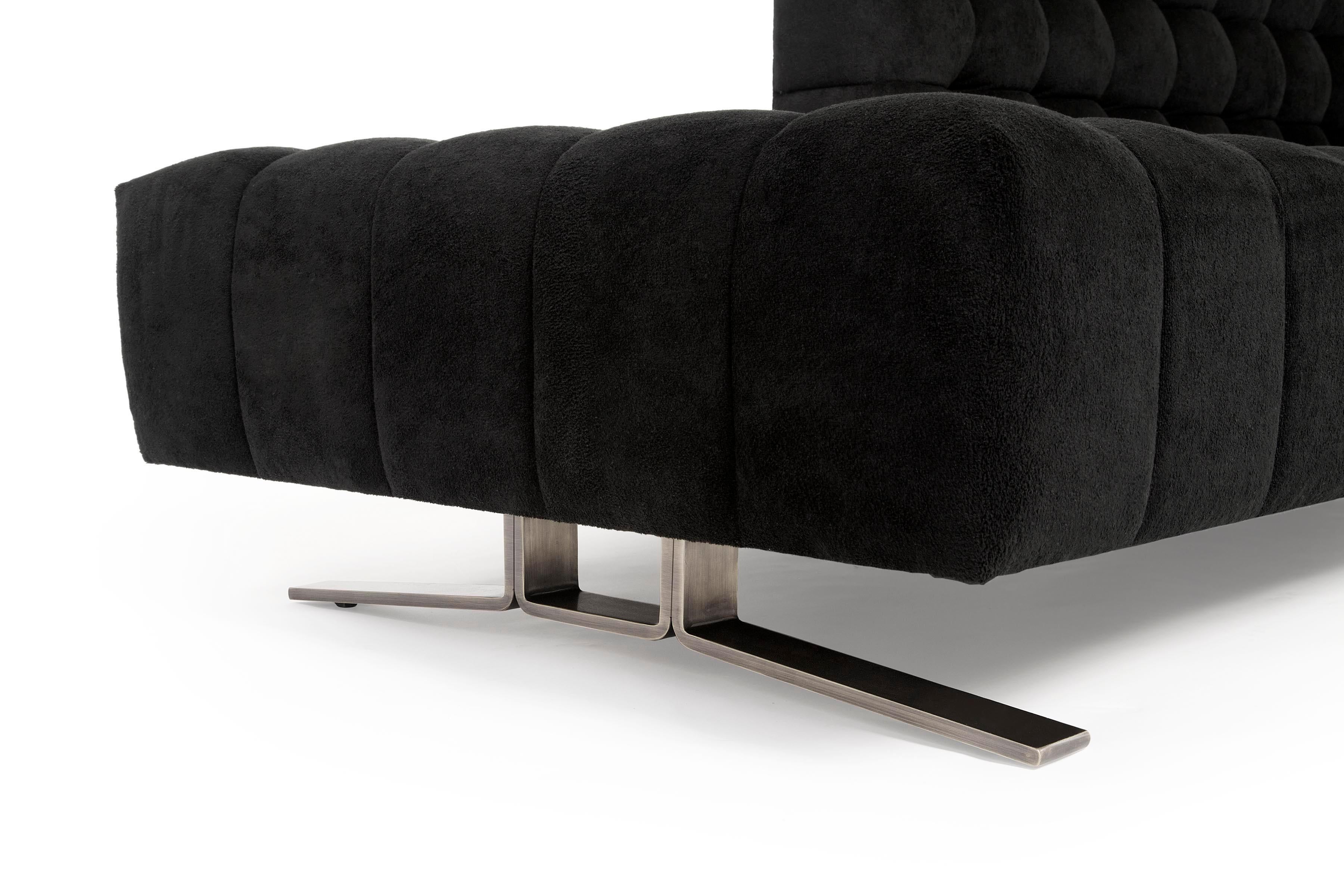 American Abyss Sofa Channeling Deep Tufted Metal Legs Black Custom For Sale