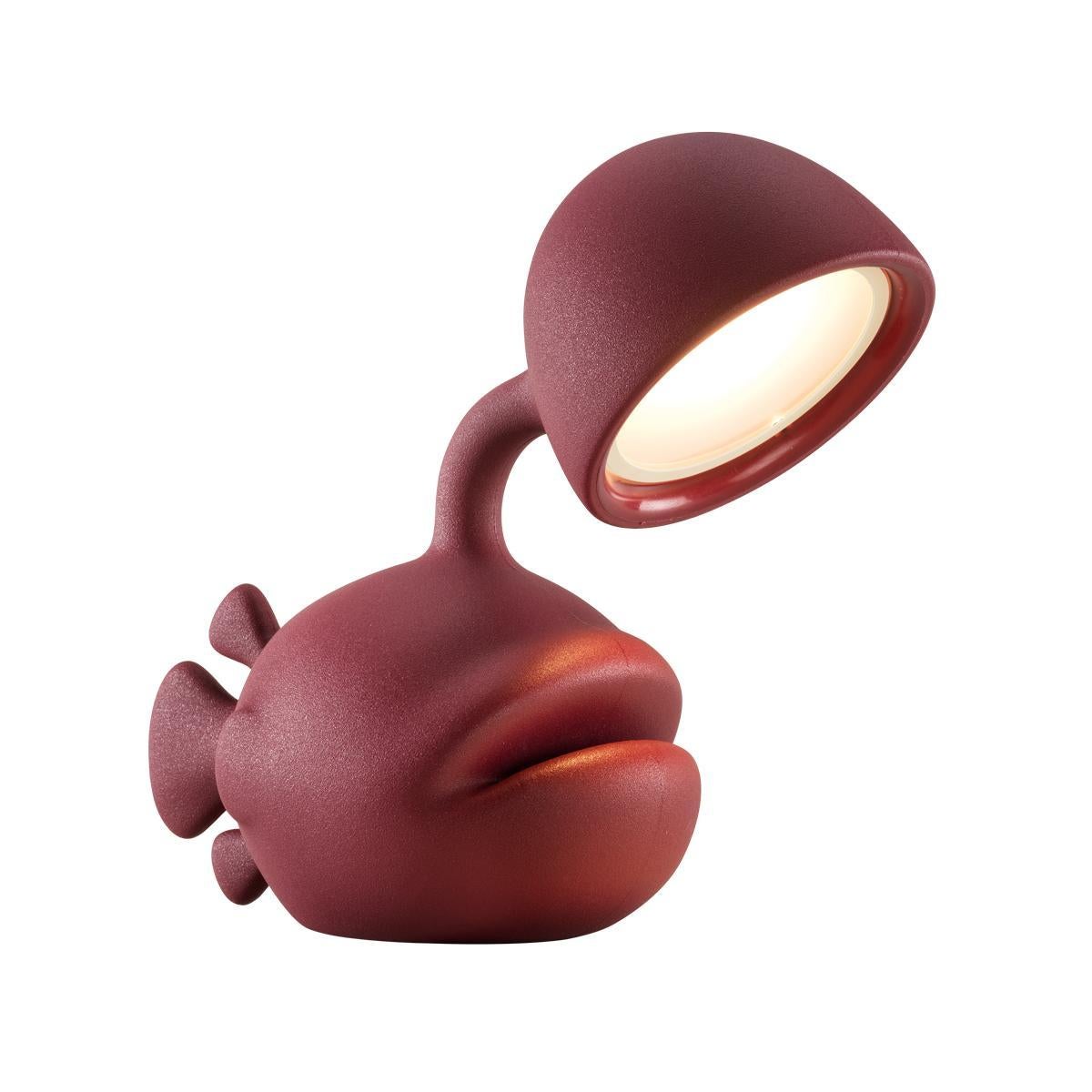 Italian Abyss Table Lamp W in Bordeaux Recyclable Polyethylene by Dai Sugasawa For Sale