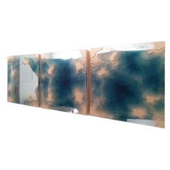 Contemporary Abyss Wall Art Triptych in Glass & Birch 