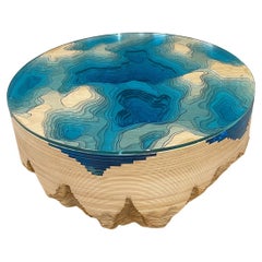 Modern Abyss World Coffee Table, Artists-Proof Edition in Birch, Oak, Glass