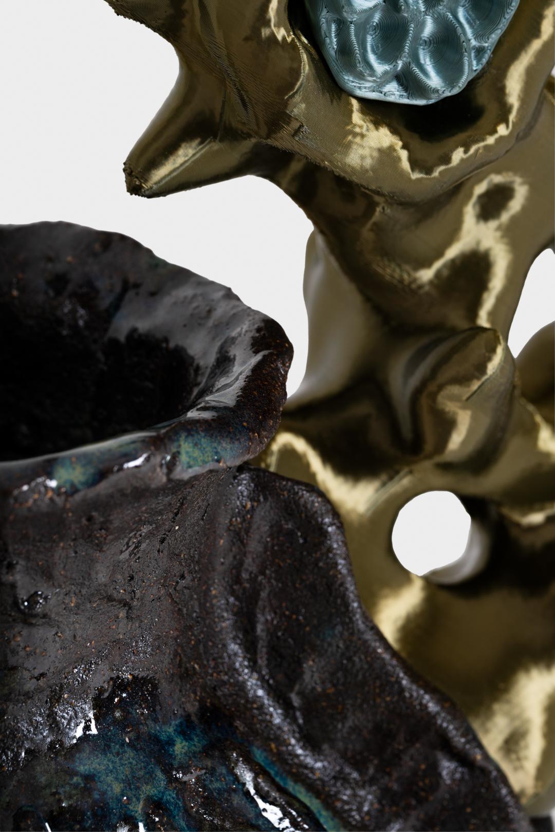 Vase Amphora en filament PLA, argile noire, glaçure de Natalia Triantafylli Excellent état - En vente à Milano, Lombardia
