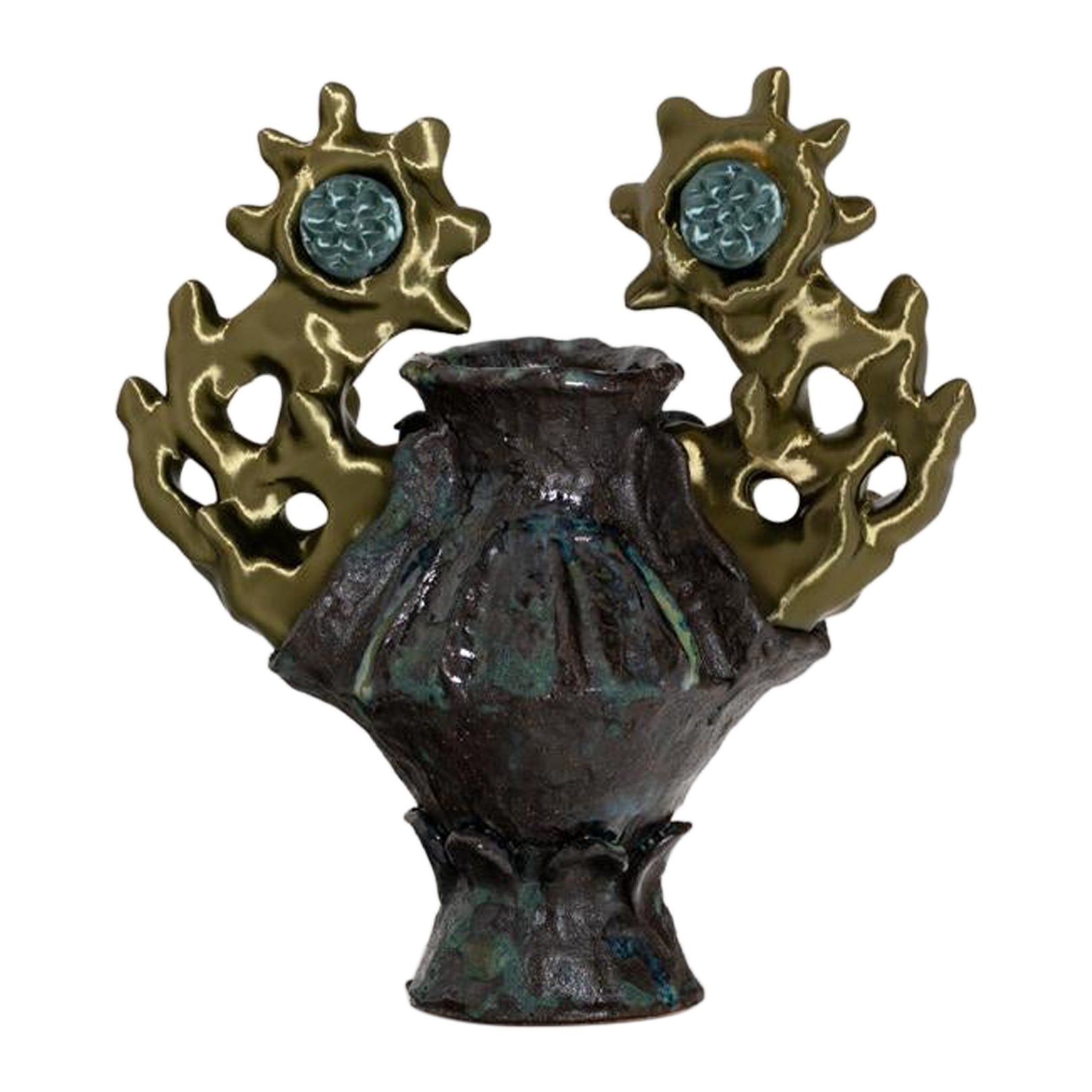 Vase Amphora en filament PLA, argile noire, glaçure de Natalia Triantafylli en vente