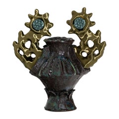 Vase Amphora en filament PLA, argile noire, glaçure de Natalia Triantafylli