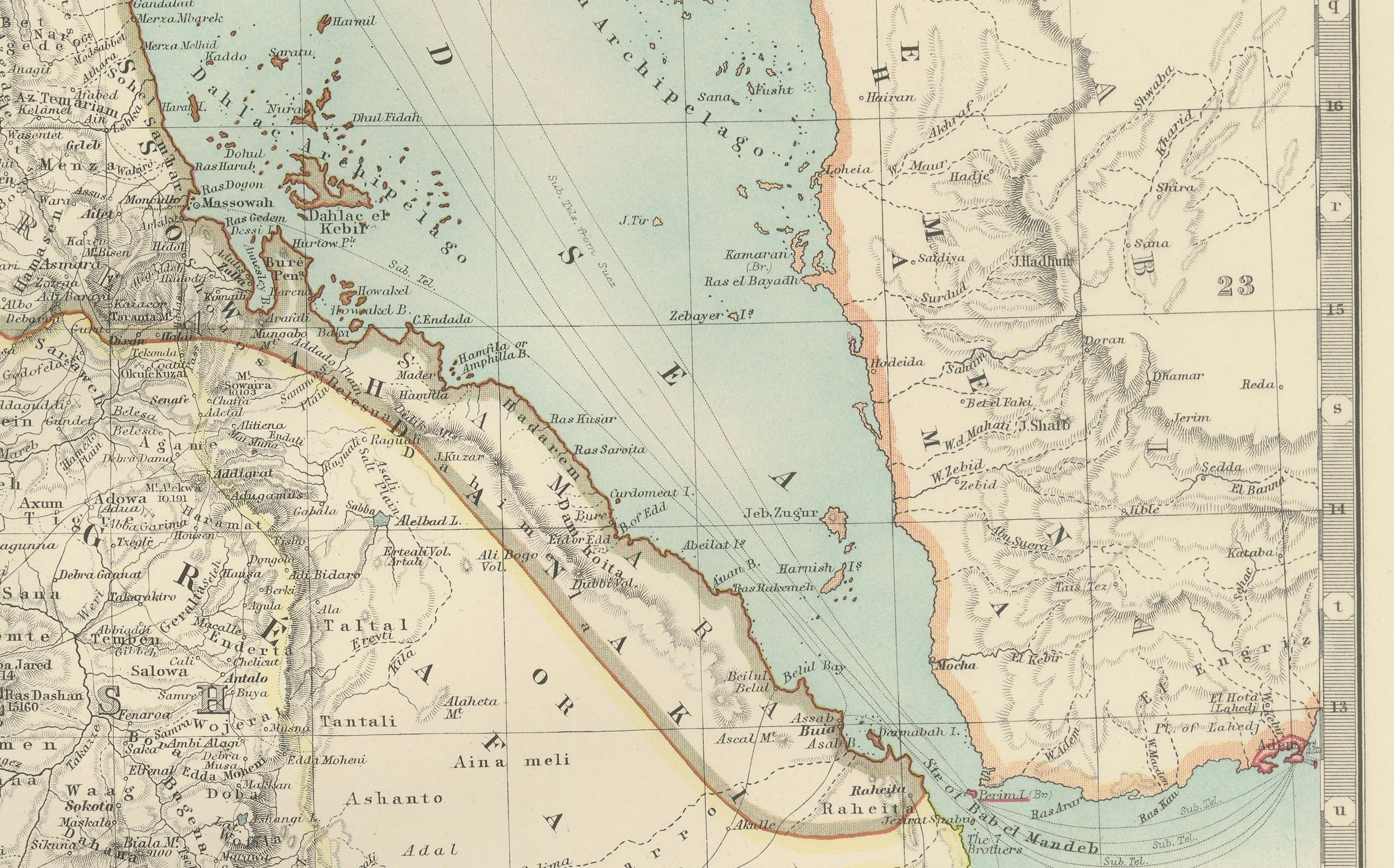 Abessinien und Obernubien, 1903 - Detailkarte der Region Horn von Afrika (20. Jahrhundert) im Angebot