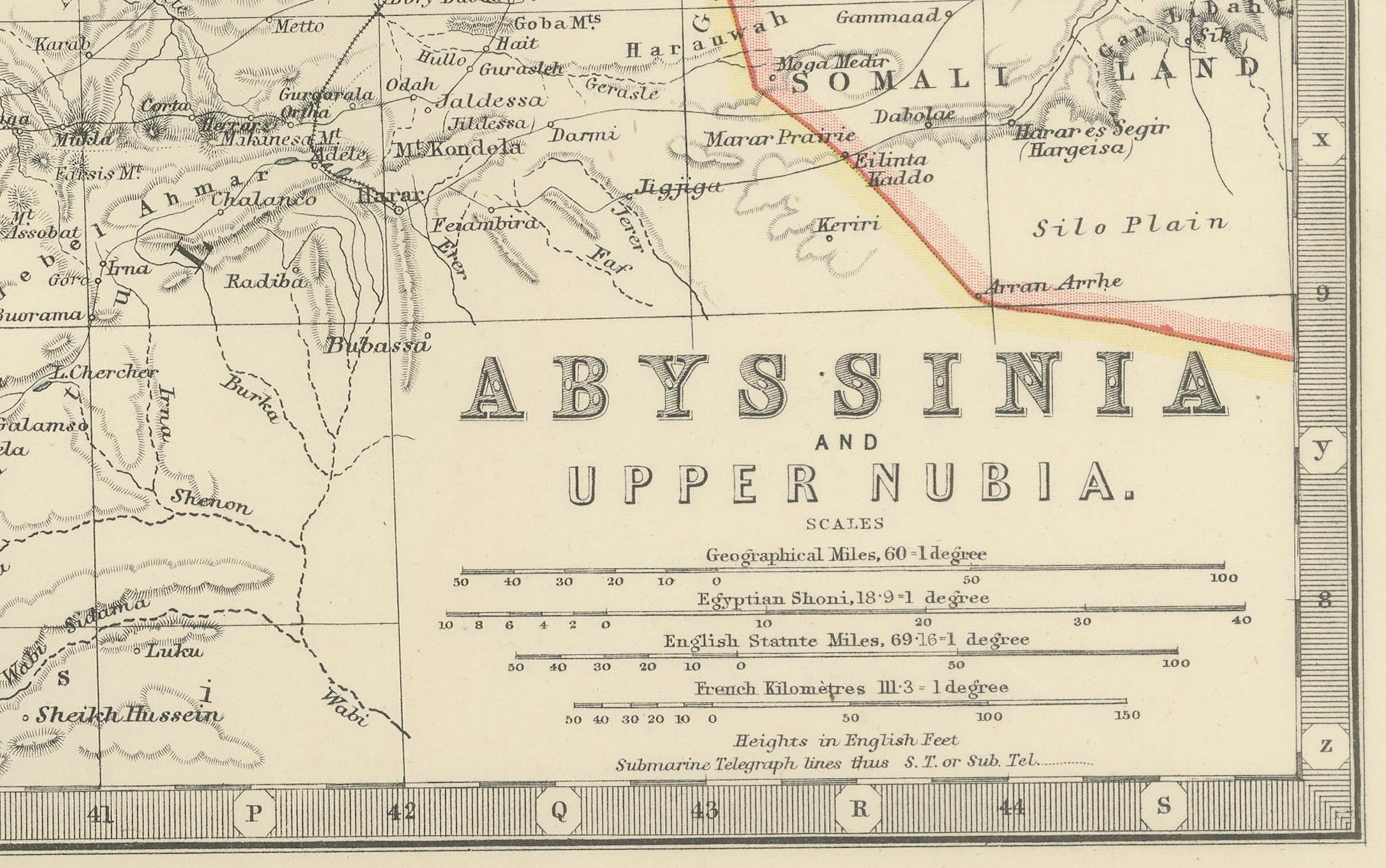 Abessinien und Obernubien, 1903 - Detailkarte der Region Horn von Afrika im Angebot 1