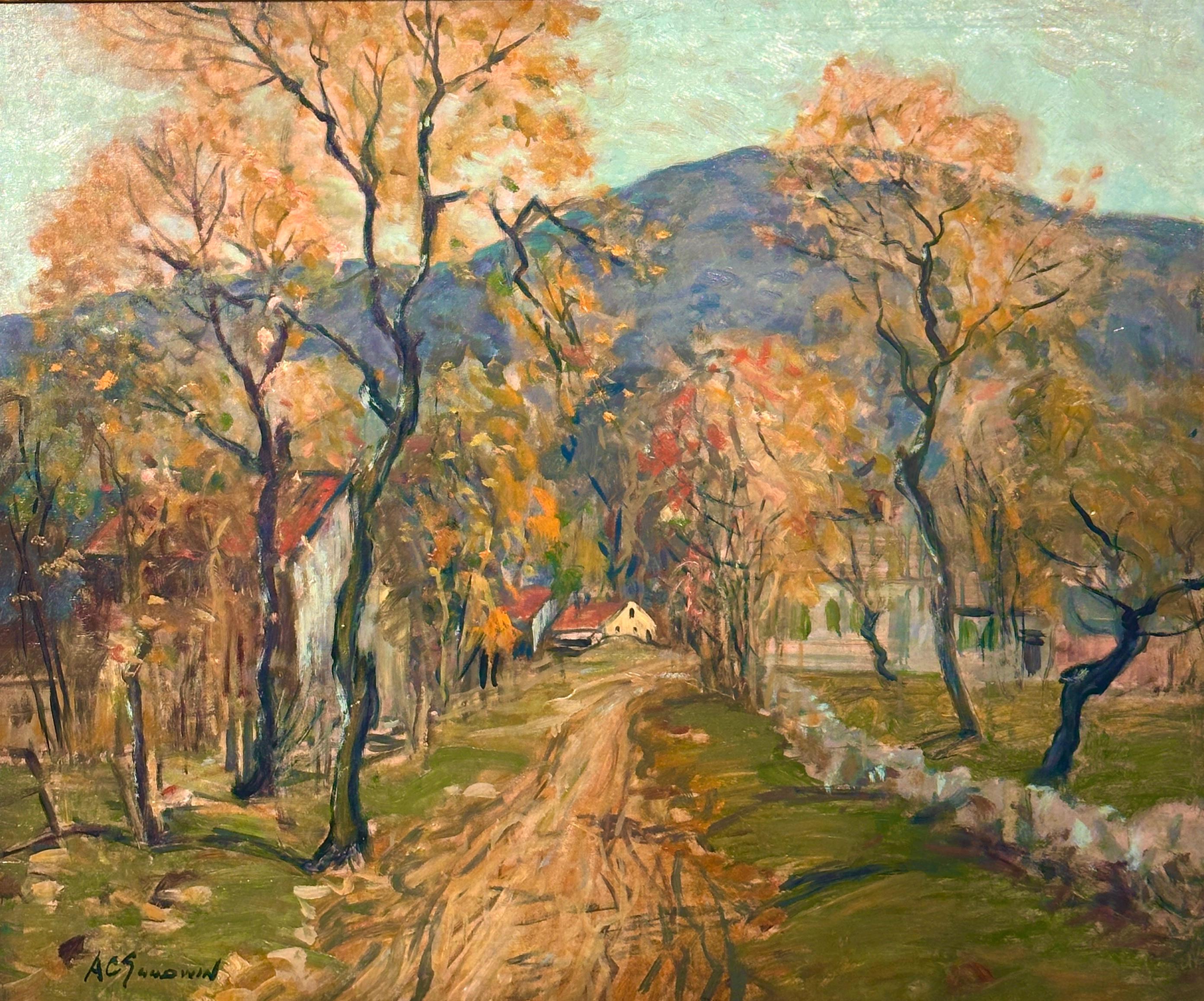 Arthur Clifton (AC) Goodwin, "Fall Landscape" American Impressionist Landscape