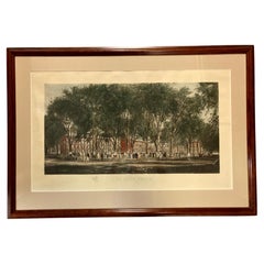 A.I.C. Howland „The Yale Fence“ – antike, handkolorierte Fotogravur
