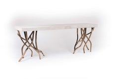 Acacia-Bank aus cremefarbenem Shagreen-Messing und Bronze-Patina-Messing von R&Y Augousti