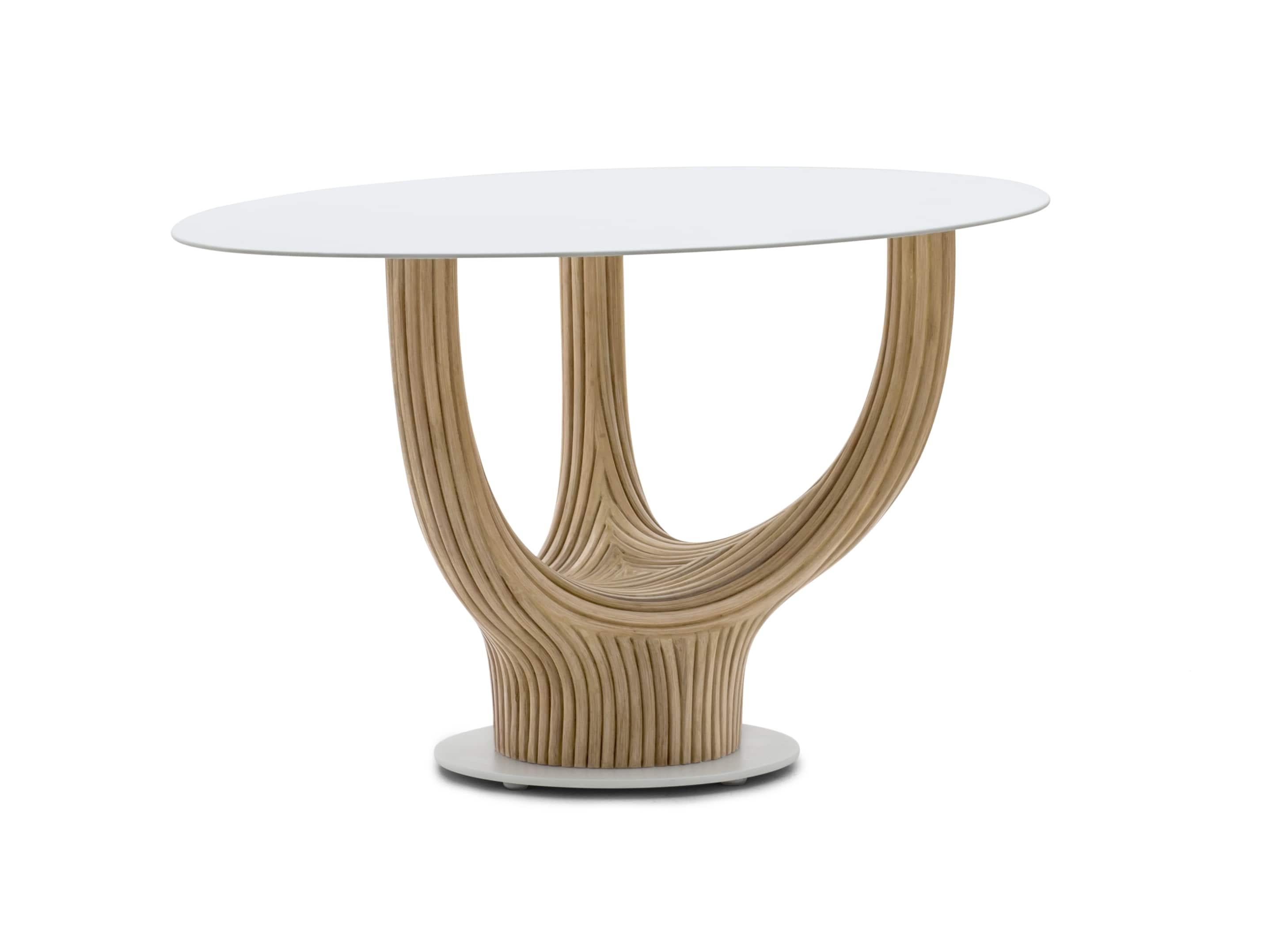 Acacia coffee table, Kenneth Cobonpue
Materials: Rattan, steel
Dimensions: D 56 x W 75 x H 41 cm

Kenneth Cobonpue is a multi-awarded furniture designer and manufacturer from Cebu, Philippines. His passage to design began in 1987, studying